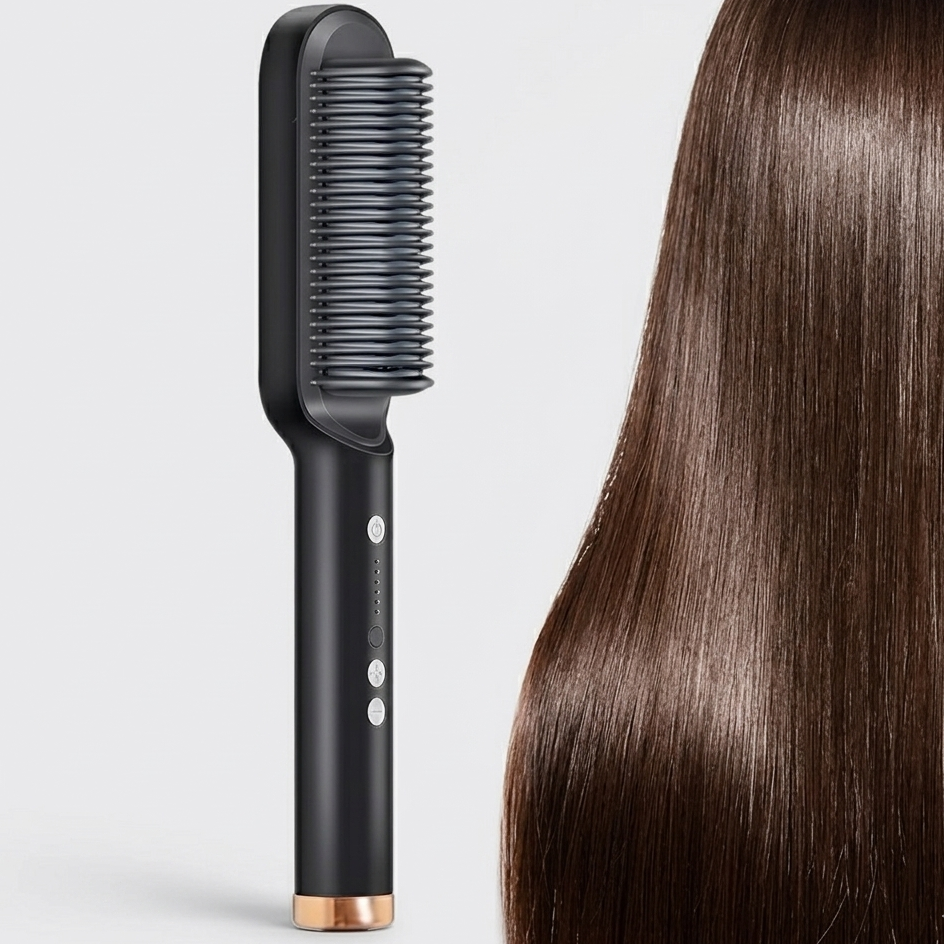 Cepillo Alisador 2 en 1 Profesional con Control de Temperatura | Plancha para Cabello Liso y Onduladob