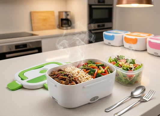 Lonchera Eléctrica Portátil 12V | Calienta Comida en 20-40 Min | Portacomidas Térmico 2 Compartimentos