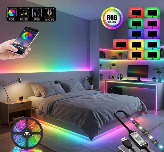 Luces LED RGB 5 Metros USB para Habitación con Control | Cinta LED Multicolor Decorativa
