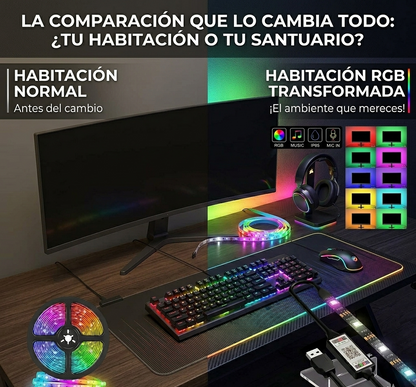 Luces LED RGB 5 Metros USB para Habitación con Control | Cinta LED Multicolor Decorativa