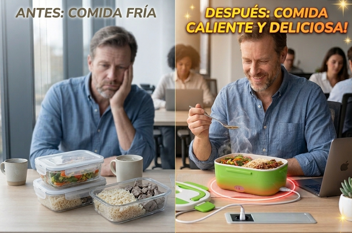 Lonchera Eléctrica Portátil 12V | Calienta Comida en 20-40 Min | Portacomidas Térmico 2 Compartimentos