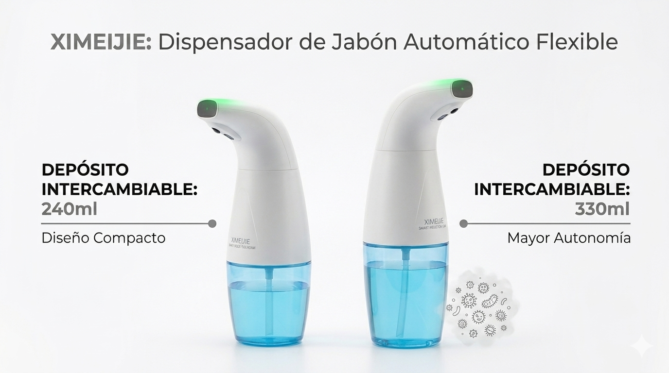 Dispensador de Jabón Automático con Sensor Infrarrojo y Luz UV | Espuma Ajustable 240ml/330ml Sin Contacto