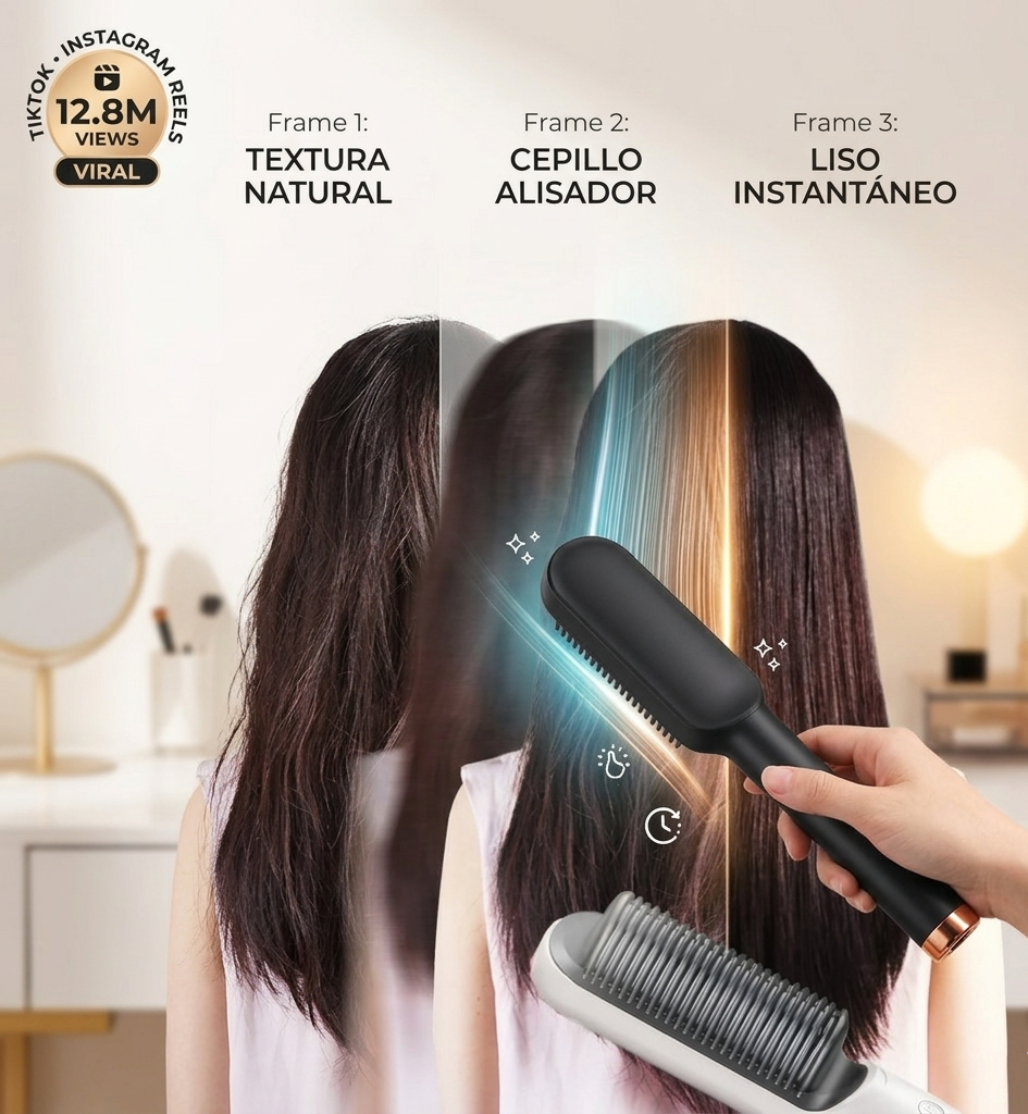 Cepillo Alisador 2 en 1 Profesional con Control de Temperatura | Plancha para Cabello Liso y Onduladob