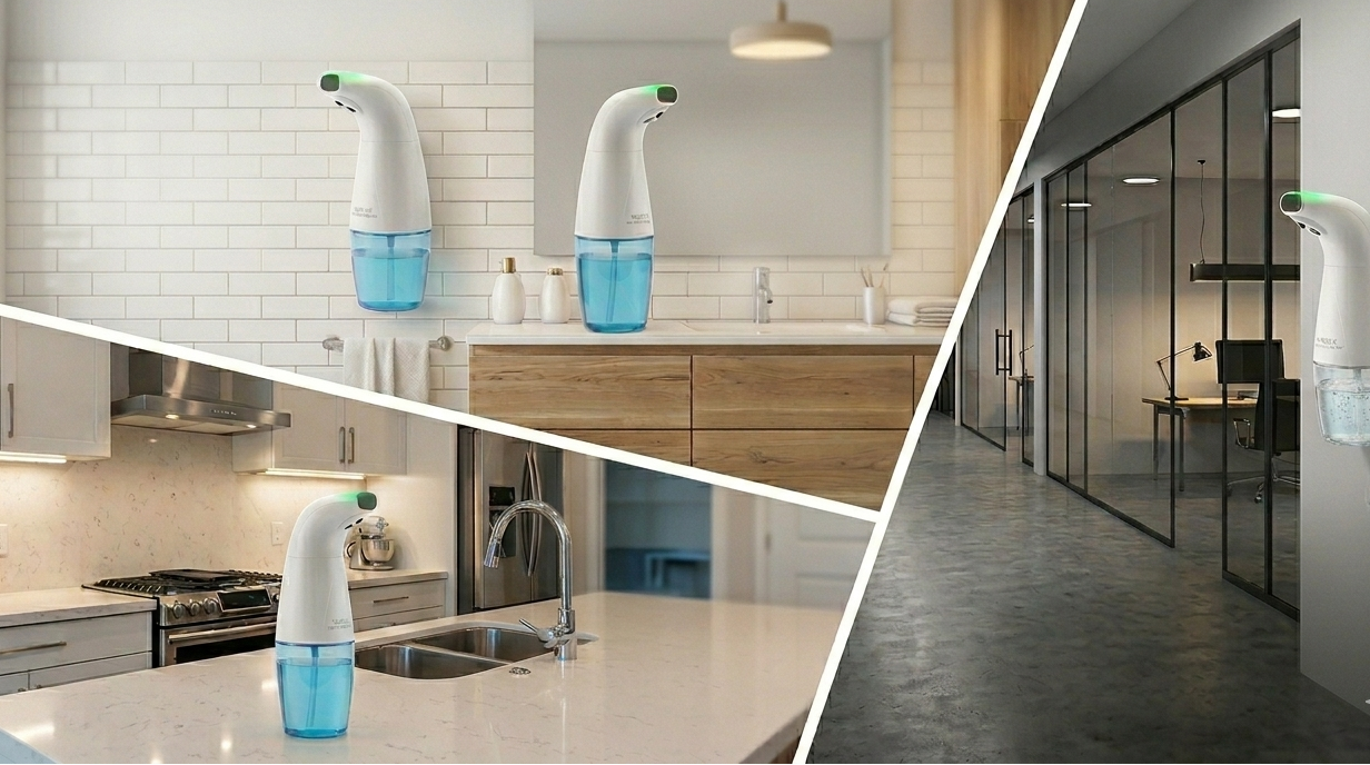 Dispensador de Jabón Automático con Sensor Infrarrojo y Luz UV | Espuma Ajustable 240ml/330ml Sin Contacto